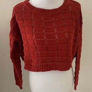 Forever 21 Cropped Red Crochet Sweater